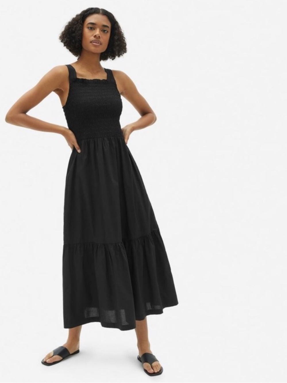 Everlane Smocked Bodice Midi Dress